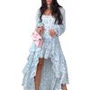 European and American Women's Clothing, New Spring Models, Fashionable and Elegant Printed Irregular Ruffle Edge Dress