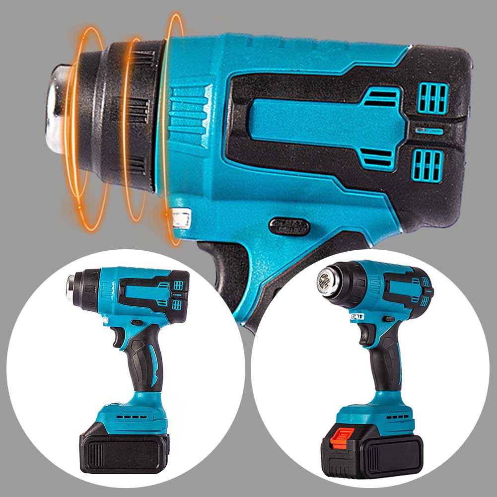 Cordless Hot Air Gun Handheld Electric Heat Gun with 3 Nozzle Household Shrink Wrapping Tool Rechargeable for 18V Makita Battery