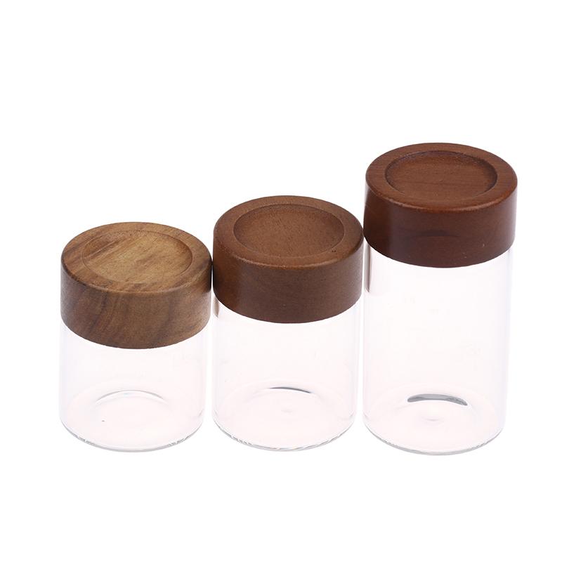Mini Wood Lid Coffee Beans Storage Container Tube Kitchen Sealed Can Tea Spice Jars Single Dose Espresso Accessory Coffeware