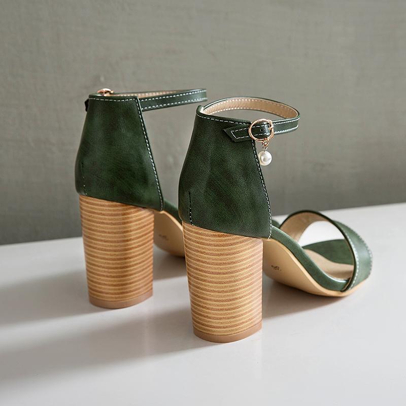 Women's high-heeled sandals summer classic simple and versatile thick-heeled large-size open-toed sandals