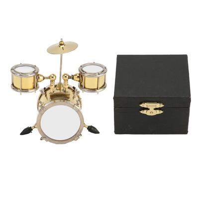 Kupfer Miniatur Drum Set Modell mit Fall Mini Percussion Musical Instrument Modell Puppenhaus