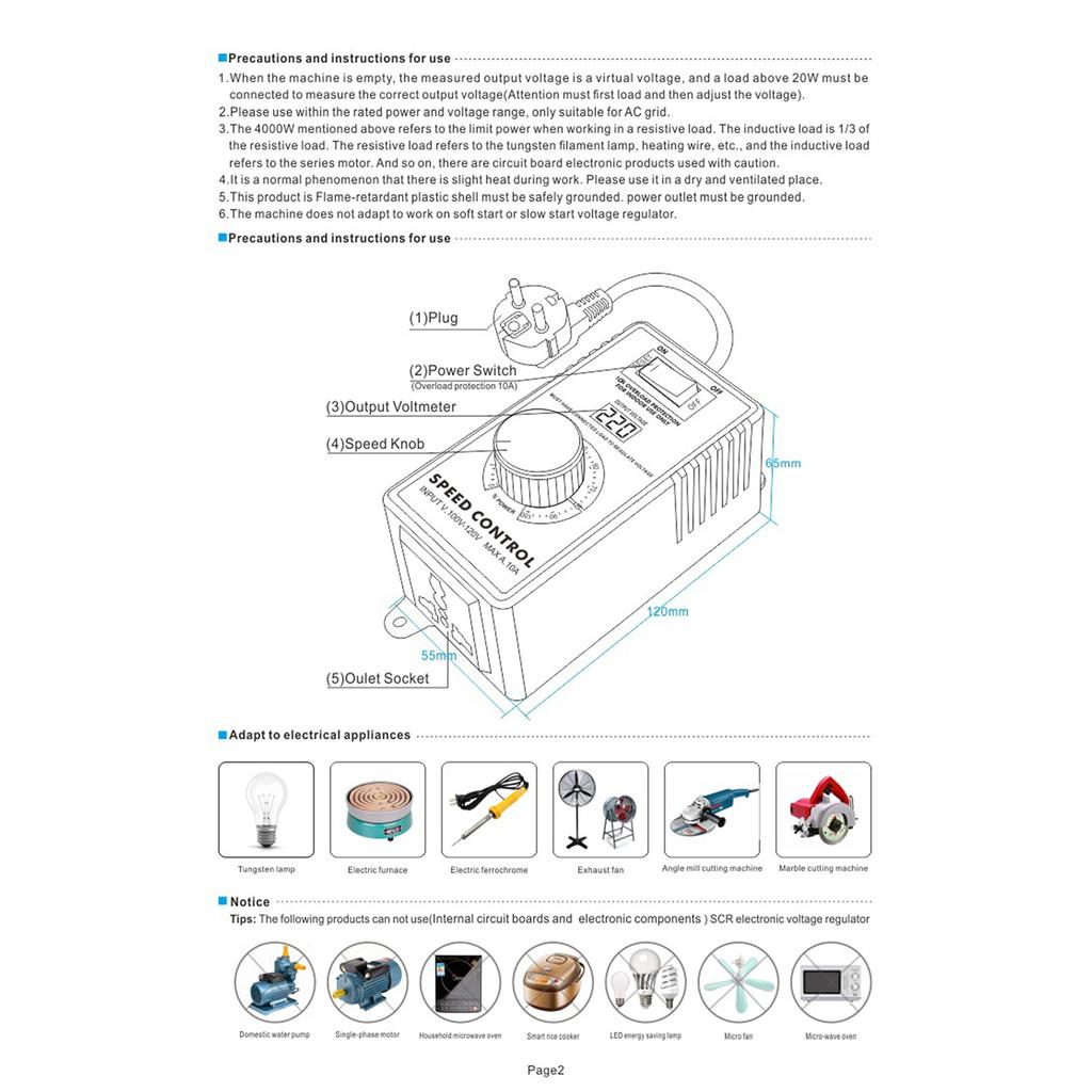 Ελεγκτής Ταχύτητας Μοτέρ 110V Ελεγκτής Μεταβλητής Ταχύτητας Ελεγκτής Ταχύτητας Ανεμιστήρα Ηλεκτρονικός Ρυθμιστής Τάσης Εύκολος στη Χρήση