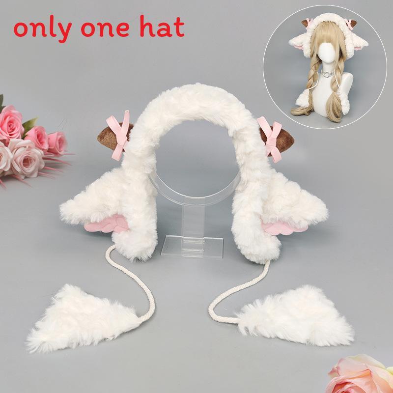 

Милые овечки Плюшевые наушники для женщин Зимние теплые с мультяшным дизайном белый