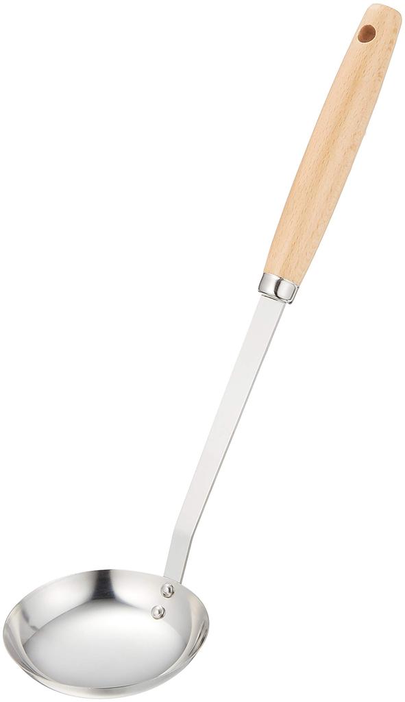 Endo Shoji Commercial Olive Stainless Steel and Natural Made In BOL6403 Ladle, Small, Wood, Japan,