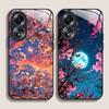 Moon Cherry Blossom Pattern Scenery Tempered Glass Phone Case for OPPO Realme 14 13 Pro Plus 12 11 10 Neo 3 X7 PRO C75 5G Covers