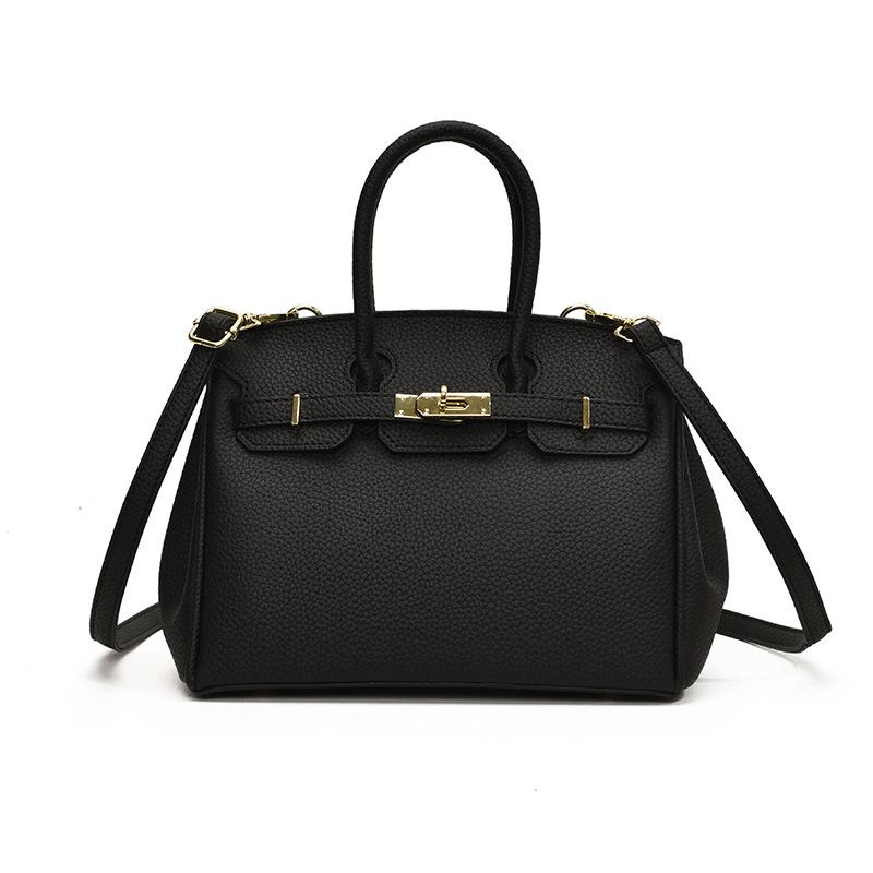 New High-end Bag, Lychee Pattern Lock, Platinum Bag, Portable Shoulder Messenger Trendy Women's Bag