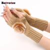 Botvotee Sleeves for Women Y2k Accessories Fingerless Gloves Arm Warmers Winter Black White Cute Knit Fashion Hands Free Gloves