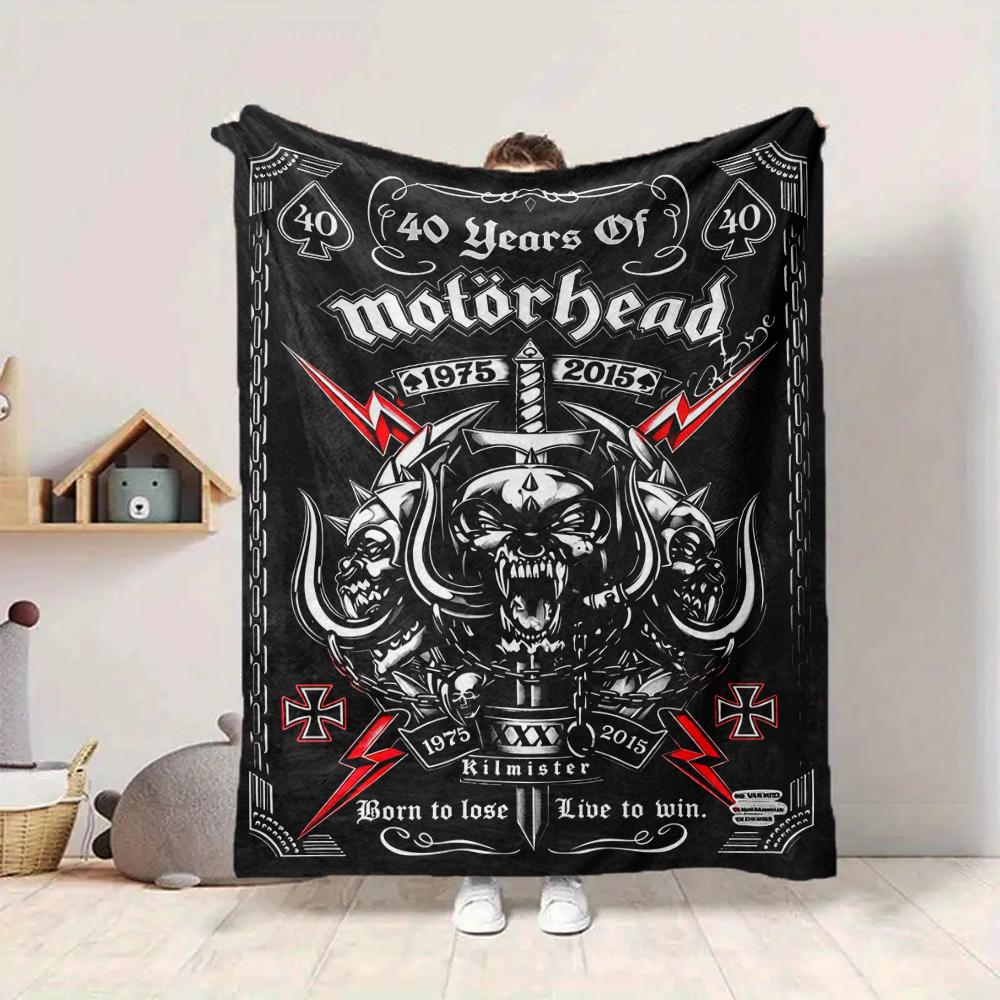 1Pc Motorhead 40Th Anniversary Blanket Soft And Comfortable Casual Warm Camping Travel Christmas Halloween Xmas Gift Em92826