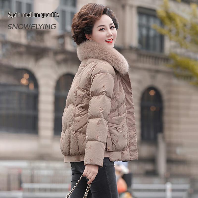 SNOWFLYING Women's Fox Fur Collar Hooded Duck Down Jacket