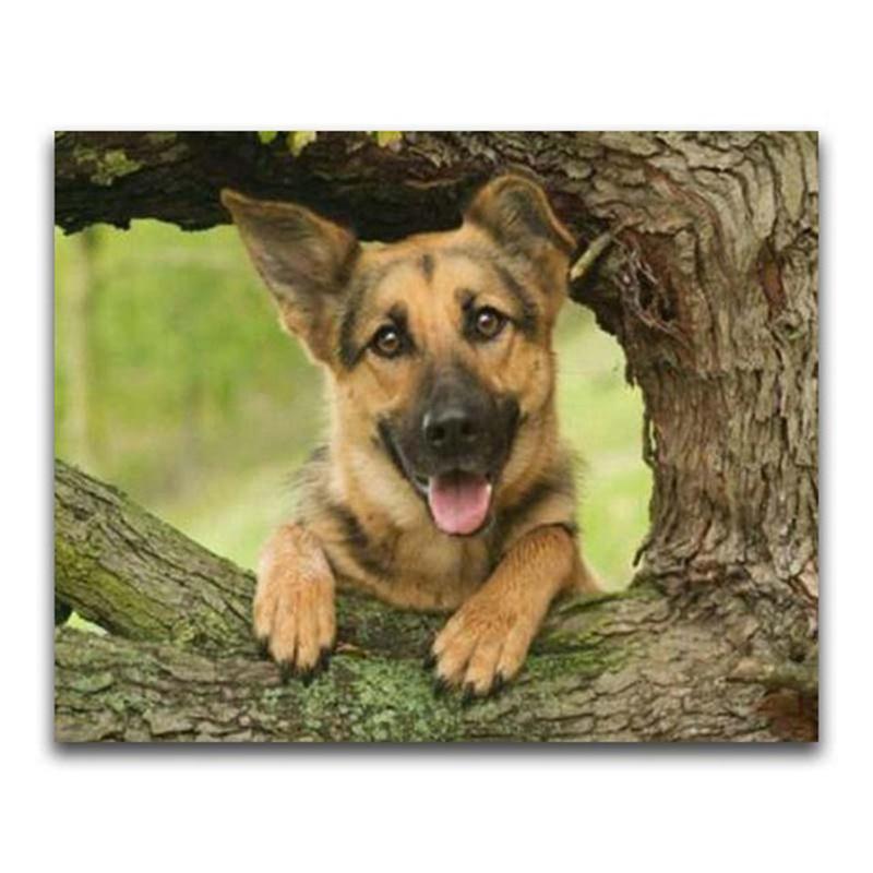 DIY 5D Diamond Painting German Shepherd Full Round Drill Animal Dog Pet Diamond Embroidery Cross Stitch Mosaic Home Decor
