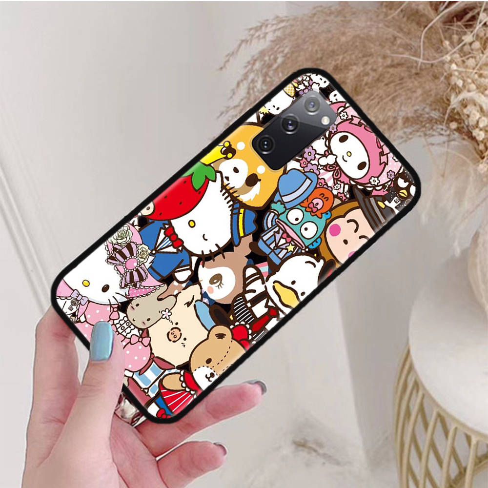 Black Case for iPhone 16 15 Plus 14 13 12 11 Pro 8 6 SE XR XS Max P30 Nova 5T Y5P Y6 Y7 Y8P Y9 Realme C30 C33 C31 L-14 Sanrio Mix