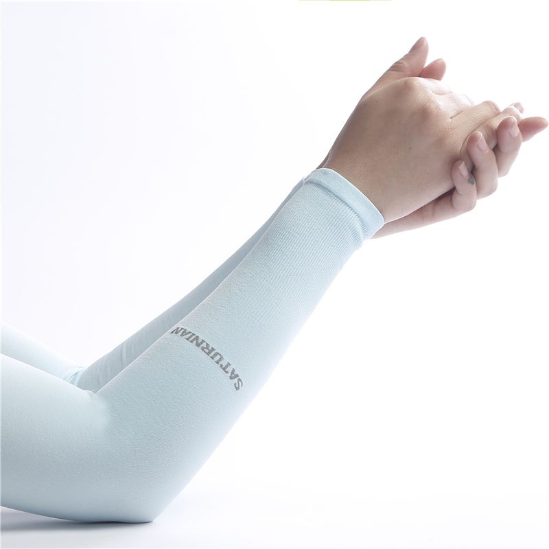 

Ice Sun Protection Oversleeve Ice Silk Men and Women Summer Riding Gloves Uv Arm Guard Arm Sleeves Driving Sleeve Thin Plain-Blue