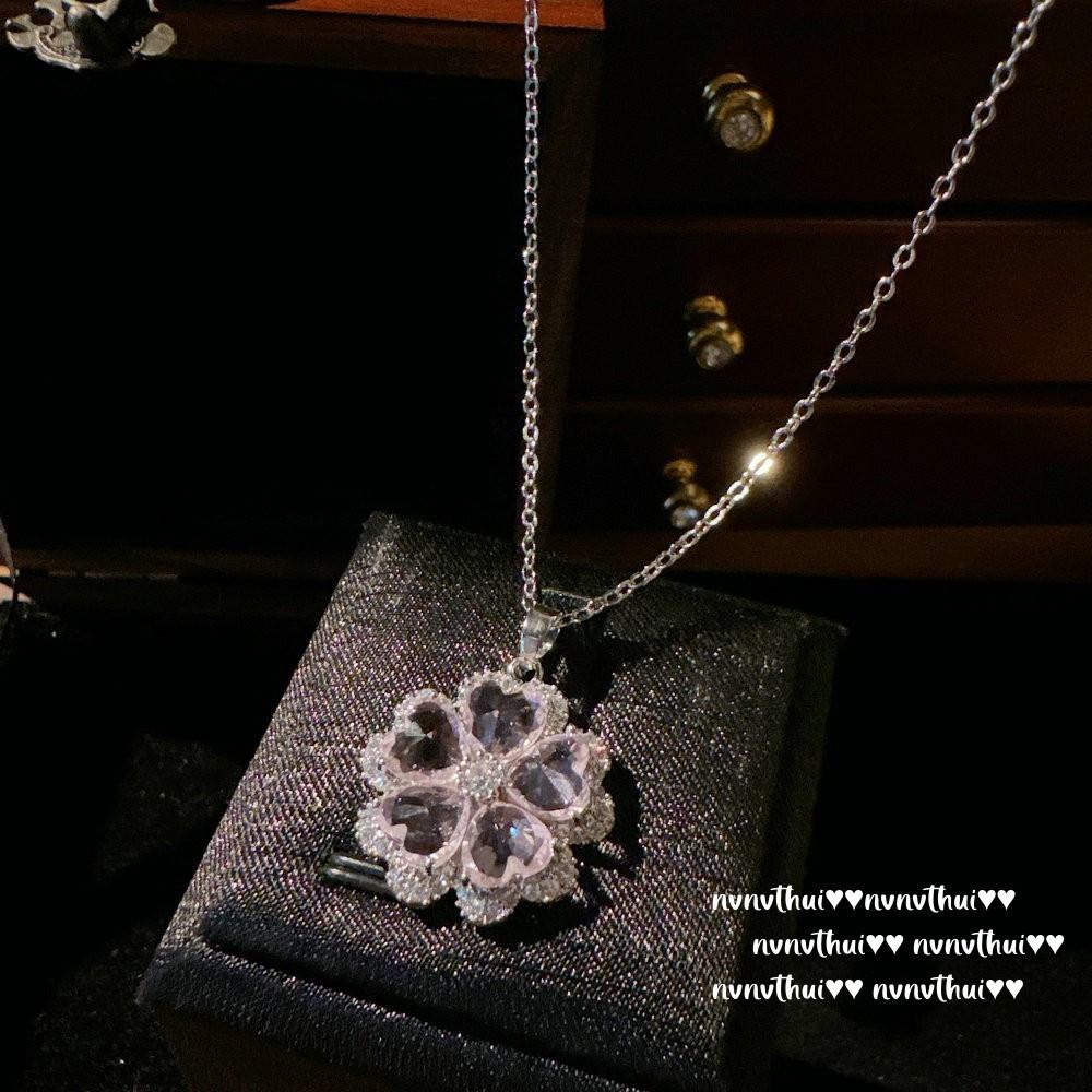 Papalacha Water Drop Gemstone Fringed Earrings, Rich Family Gold, 18K Gold Plated, Barbie Pink Flower Zircon Necklace.