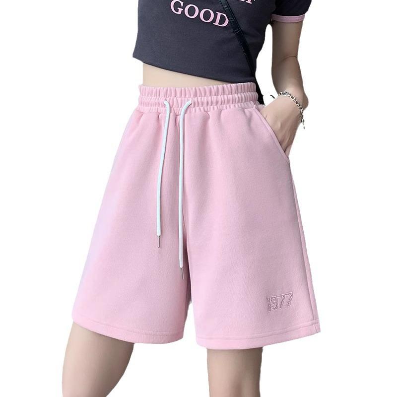 Hong Kong Vintage Chic Outside Wear Sports Shorts Pants Women's Summer Loose Thin Casual Pants High Waist Five Point Pants