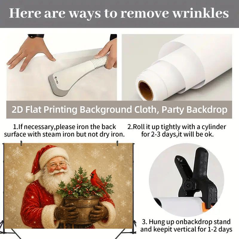1Pcs Santa Holding Bouquet Decoration Background Winter Backdrop Decorations For Photo Studio Photo Booth Christmas Party