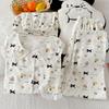 Dog Paradise High-Value Princess Collar Lace Cloud Cotton Pajamas Women'S Three-Piece Set