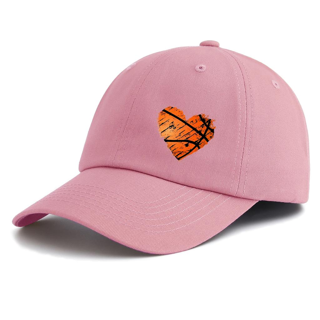 1pc Basketball Heart Print  Baseball Cap for Adults,  Minimalist Retro Style Casual Soft Adjustable Dad Hat, Perfect As Gift