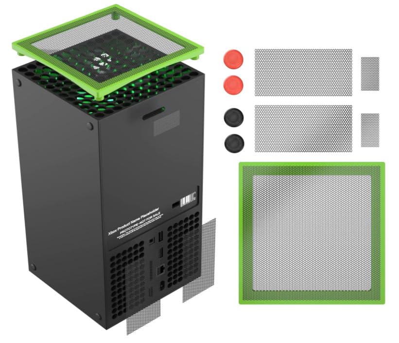 Xbox Series X Dustproof Net Heat Dissipation Stand Set with Silicone Waterproof and Design & High-Quality Cap, Reusable, Adhesive, Non-Slip