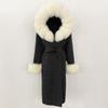 OFTBUY Winter Women Coat Real Natural Fox Fur Hooded Detachable Collar Double-faced Woolen Jacket Long Casual Elegant Overwears
