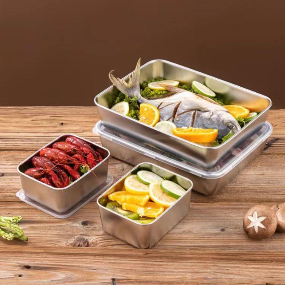 With Lid Square Plate Stainless Steel Commercial Dish Tray New Baking Dish  Kitchen Cooking Tools