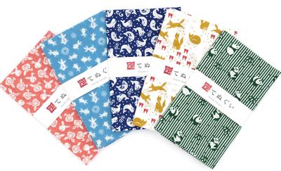 Small Patterned Tenugui (Japanese Hand Towel), Animal Pattern 1, No Fray-resistant Treatment, Set of 5, 33 X 90 Cm, TE-X5-06010-IR