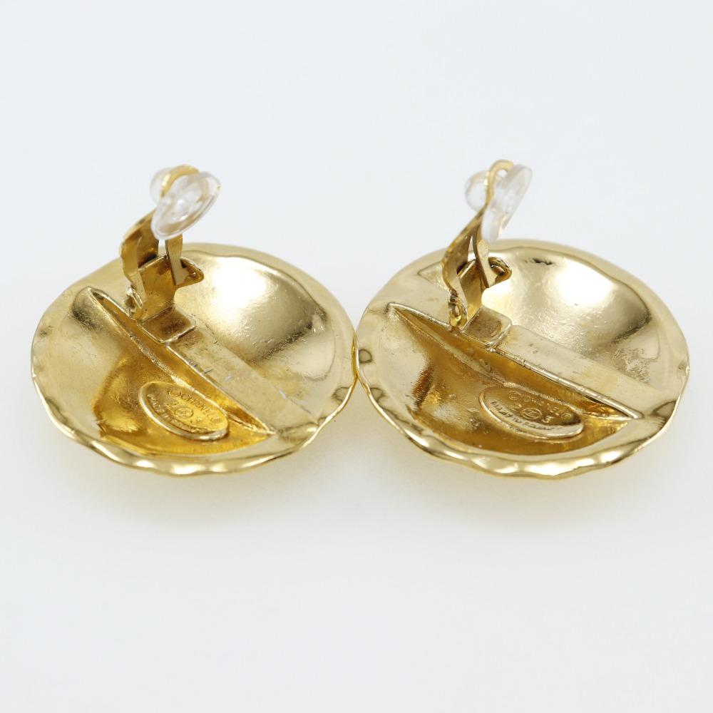 Chanel COCO Mark Earring Matelasse Vintage Plated Gold 41.9g Women Used