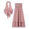 Womens High-Waisted A-Line Knit Skirt Set With 3D Print Necktie Design Streetwear Short