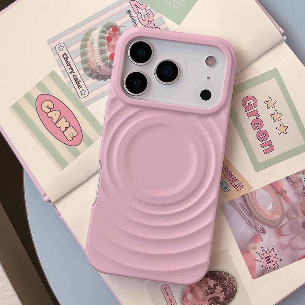 

2 IN 1 Pink Heart Ripple For MagSafe Phone Case for iPhone 17 ProMax 16 15 14 13 Magnetic Wireless Charging Anti-fall Cover iPhone 13