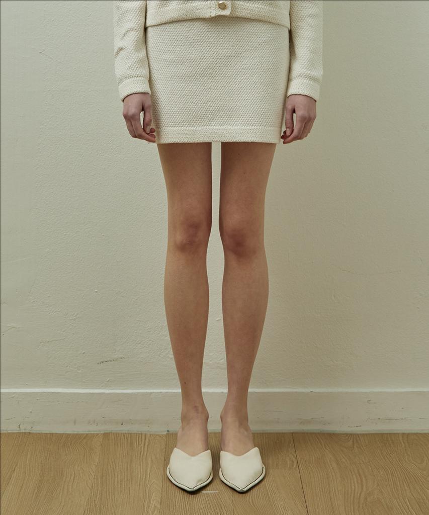 Step Around Tweed Mini Knit Skirt_Ivory