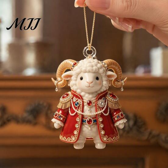 Winter Holiday Ornaments 2027 New Year Sheep Ornament, 2D Acrylic Christmas Tree Pendant for with Hanging String, Chinese Zodiac Goat Decor,