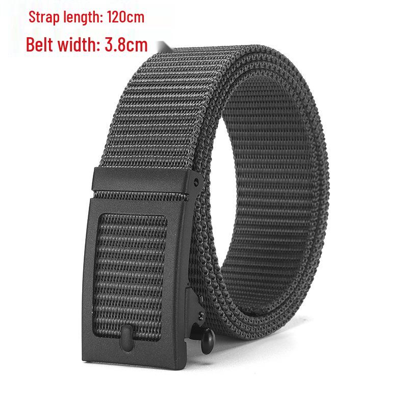 Men's Tactical Canvas & Nylon Woven Belt with Leather Trim - Elastic and High-End Accessory