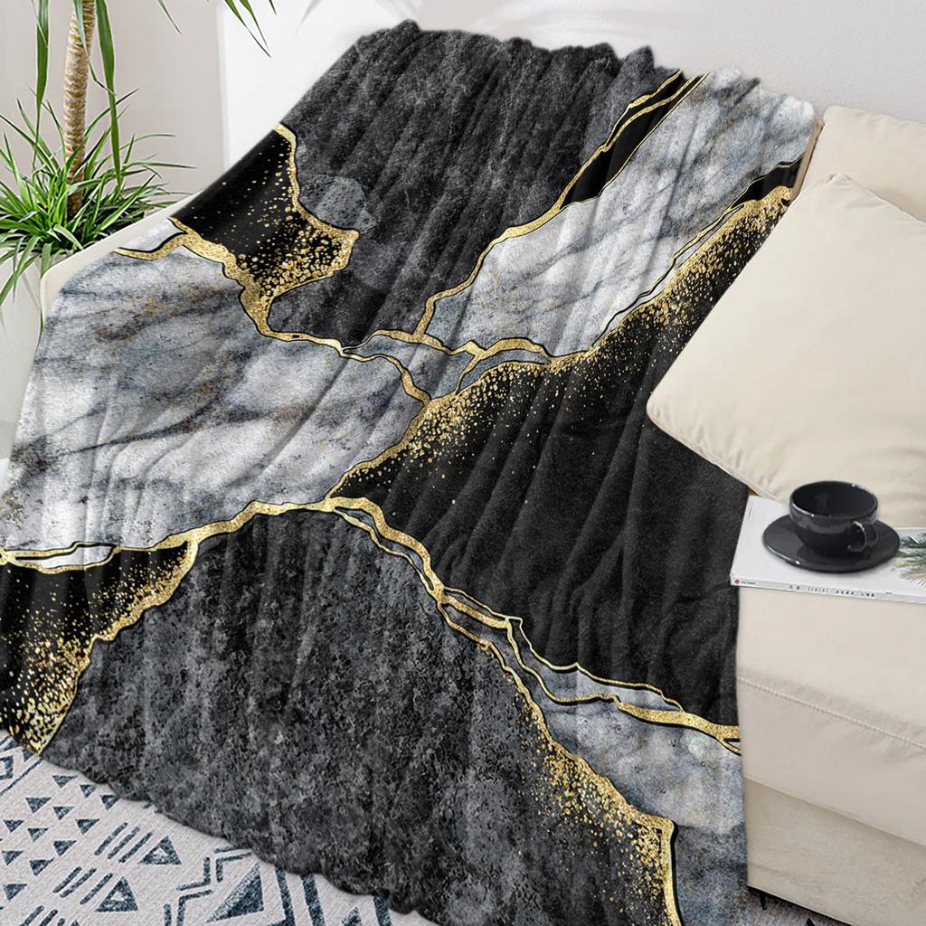 Beautiful Teal Marble Pattern Flannel Blanket Warm Soft Sofa Blanket Winter Sheet Bedspread Camping Travel Blanket