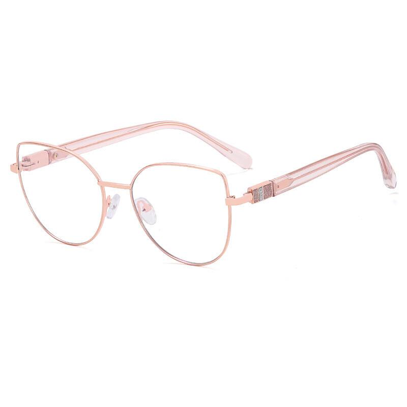 Classic Blue Light Blocking Women Cat Eye Glasses Frame Fashion Metal Spring Hinge Eyewear Optical Prescription Reading Glasses
