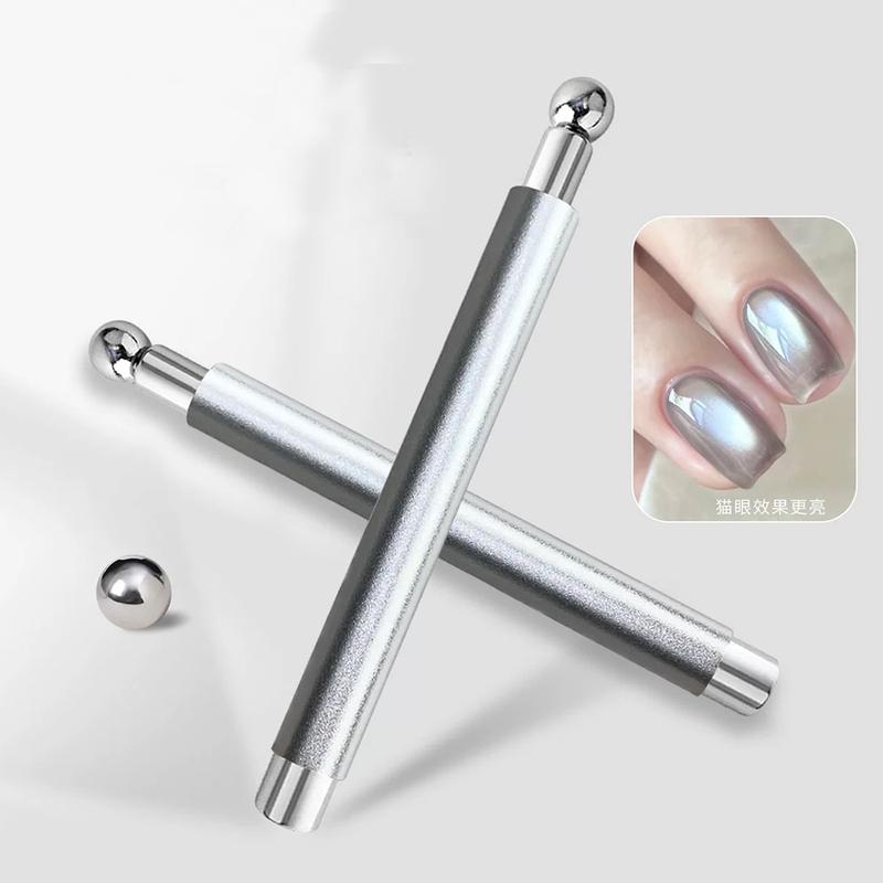 1Pcs Double Head Steel Ball Cat Eye Nail Magnet Stick 3D Glass Bead French Effects Cylindrical Strong Magnetic Pen Manicure Tool