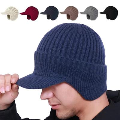 Gorro de Punto para Hombre con Peluche de Oveja para Abrigo y Hilo de Lana Engrosado