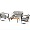 Outdoor Garden Furniture Set 4 Piece Patio Furniture With Slatted Table Indoor Outdoor Balcony Patio Conservatory Set