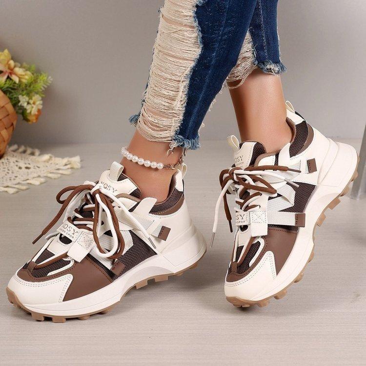 Dad shoes sneakers women's spring and autumn models European and American popular college style thick-soled round head breathable soft-soled running