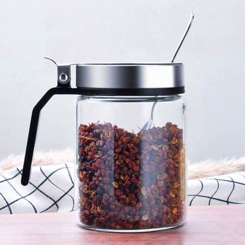 300ml Single-Hand Opening Condiment Bottle, Sugar and Salt Container, Tabletop Condiment Case for Salt and Pepper