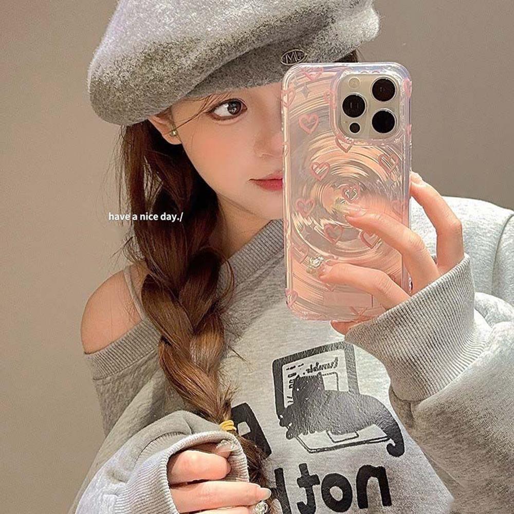 Capa de Celular Brilhante Iridescente para iPhone 11 13 14 15 16 17 Pro 17 13 14 15 Pro Max Alta Qualidade Estilo Floral Fantasia Capa de Proteção Total