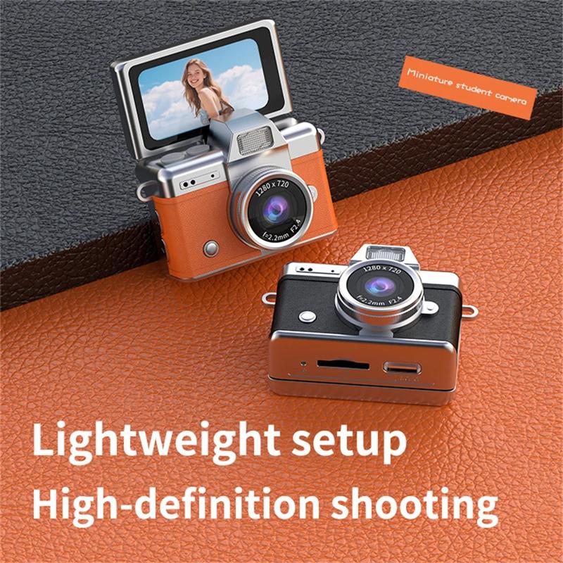 Palm-Sized Mini Digital Camera 180° Flip Selfie Screen with Flashlight Multiple Filters Keychain Portable Digital Camera LK027