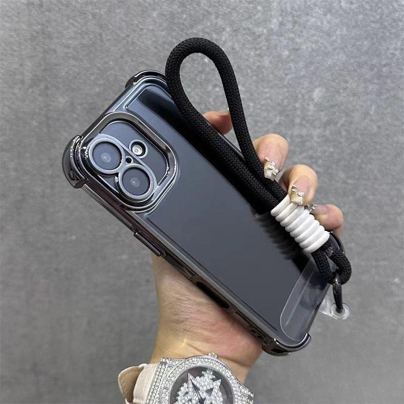 For Tecno Spark 20 Pro 20C 10C Go 1 2025 2024 2023 Pop 8 7 Pro iTEL P55 A70 A50 Plating Frame Casing With Strap Rope Soft Cover