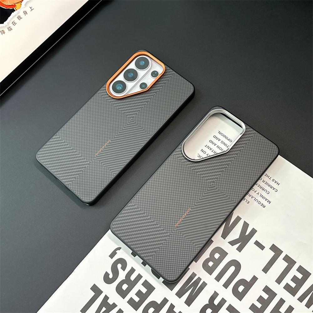 Full Protect Carbon Fiber Pattern Invisible Magnetic Phone Case for Samsung S2 S24 S23 S26 Ultra Series Wireless Charging Cover
