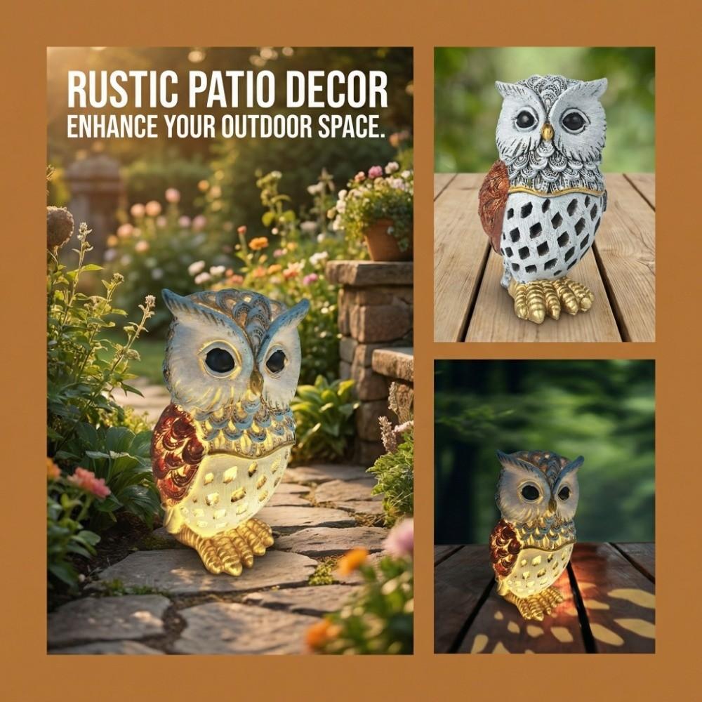 Solar Powered Owl Resin Light Animal Garden Decoration Lights  Ideal for Mother'S Day