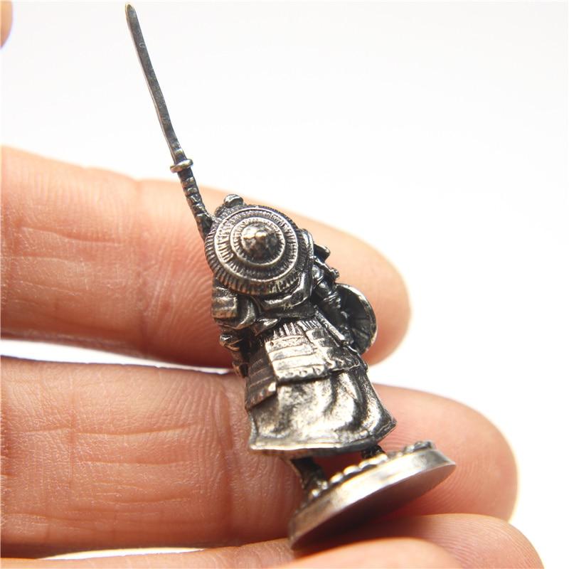 White Copper Miniatures Vintage Metal Soldiers Model Statue Japanese Shogunate Samurai Figurines  Desktop Toy Ornament Decoration