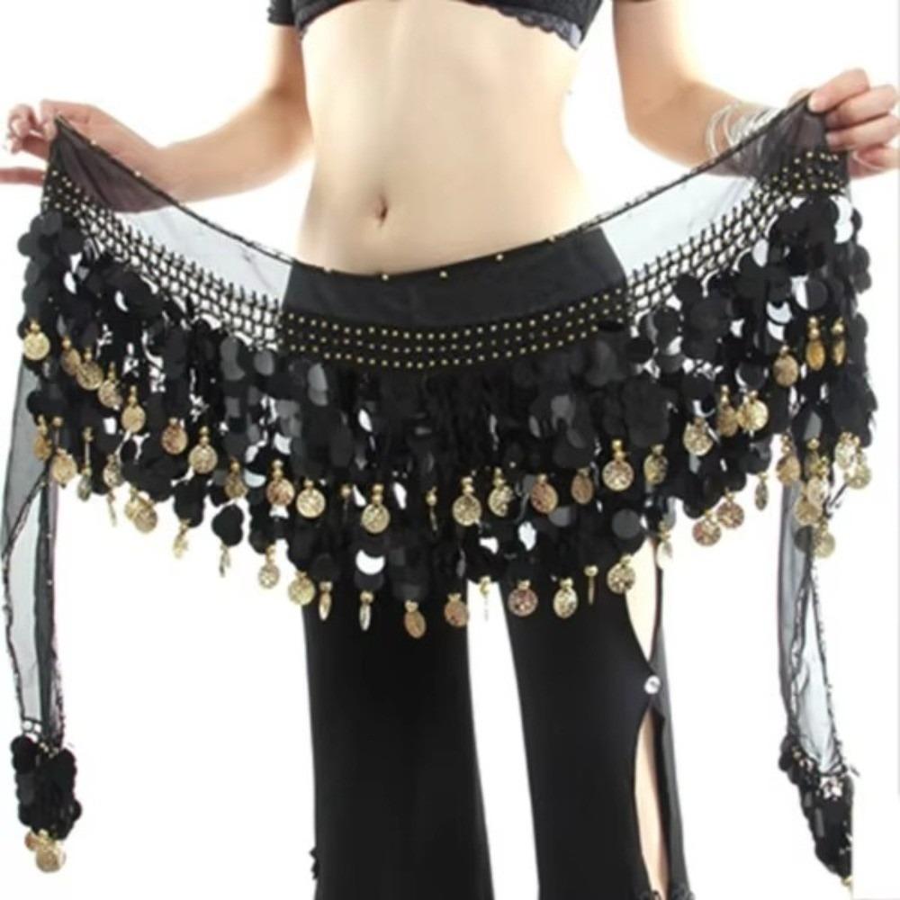 

with Gold Color Coin Belly Dance Hip Scarf Tassel Hip Scarf Trendy Waist Chain Show Costumes
