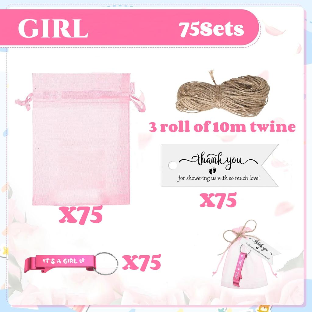 25-100Sets Bottle Openers Keychain Baby Shower Return Favors for Guest Boy Girl Thank You Gifts for Gender Reveal Party Souvenir