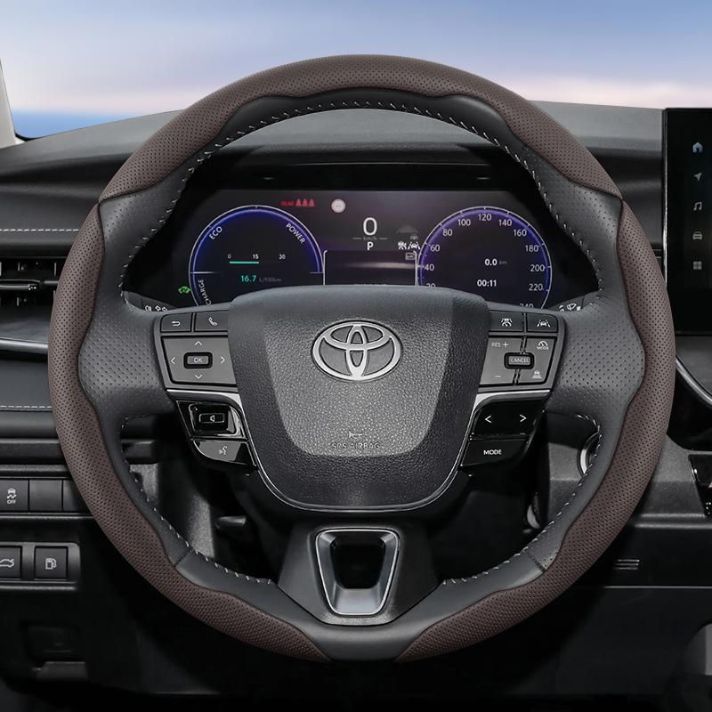 Suitable for Toyota Breathable Hole Leather Steering Wheel Cover Segmented Quick Release Design Non-Slip Durable Chr Yaris Auris Rav4 Corolla Hilu