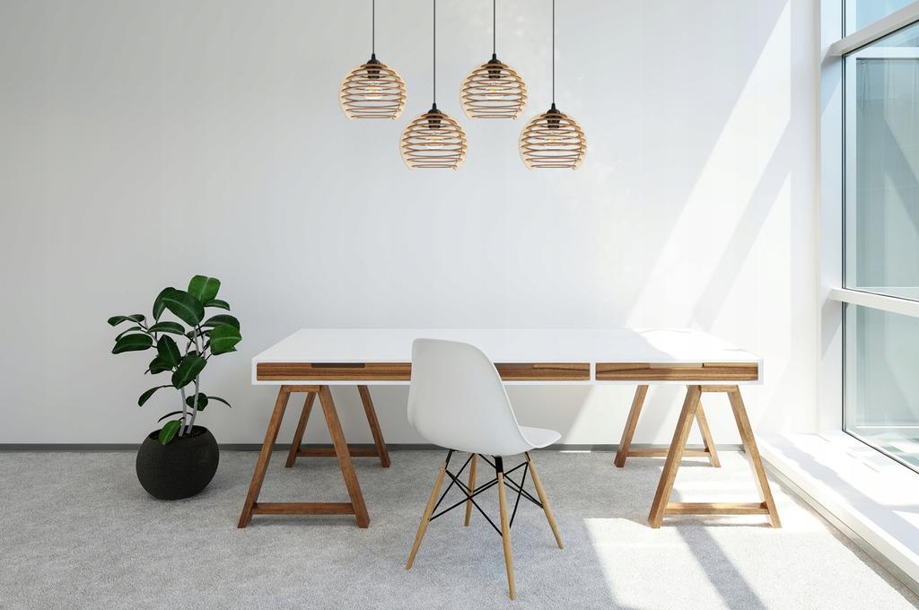 Hanging Lamp, Ceiling Chandelier, Wooden, Led Lampshade