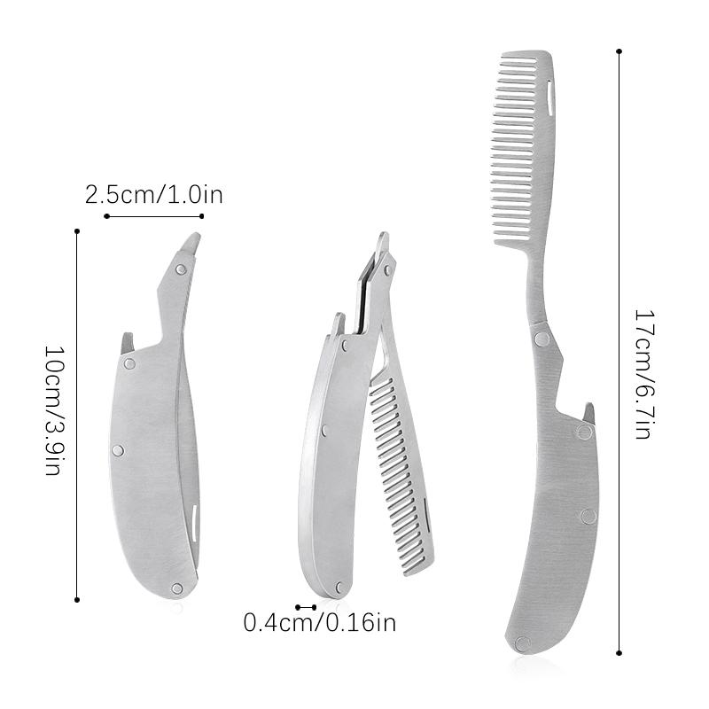 Hair Comb Men'S Dedicated Stainless Steel Folding Comb Mini Pocket Comb Beard Care Tool Convenient And Use Hair Brush