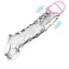 Reusable Penis Sleeve with Vibrator Penis Ring 19cm Clear Cock Ring Extender Soft Dick Enlarger for Couples Reusable Condoms